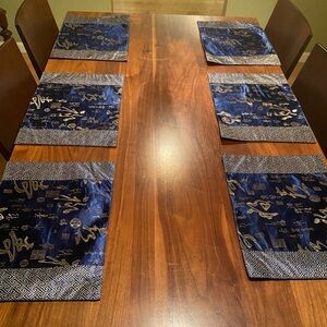 Oriental Sushi Serving Silk Placemats Set of 6-gently used